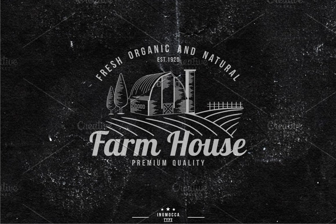 Black background with the farm house logos.