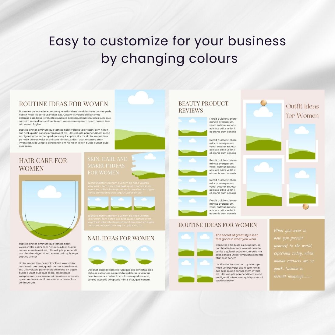 Easy to customize for your own business by changing colors.