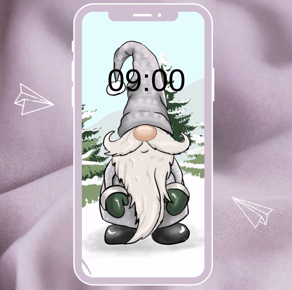 3 Winter Illustrations and 2 Seamless Patterns - phone mockup 1.