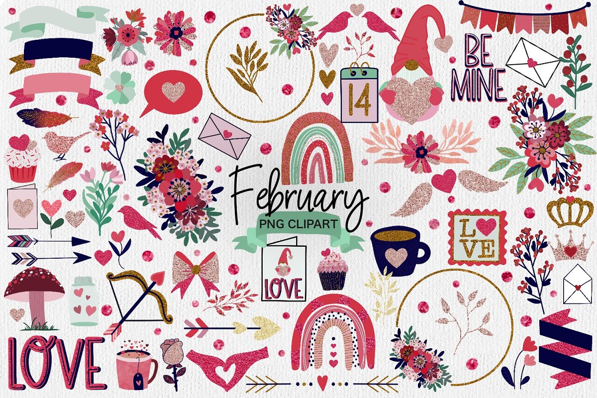 Cover image of February clipart Valentines Clipart.