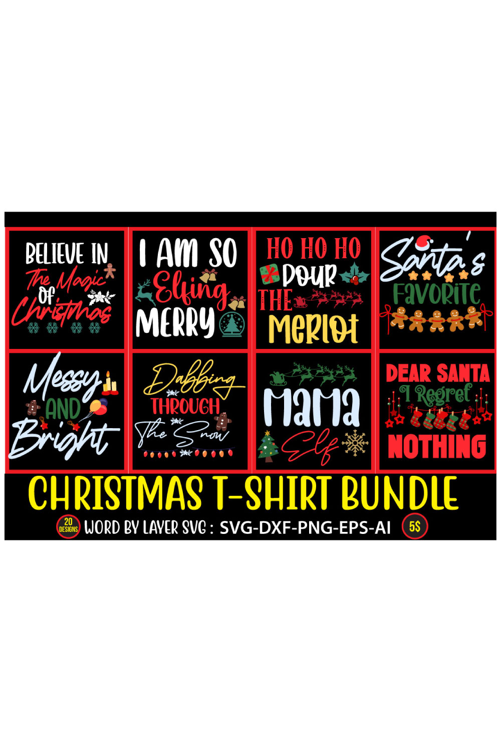 T-shirt Christmas SVG Design pinterest image.