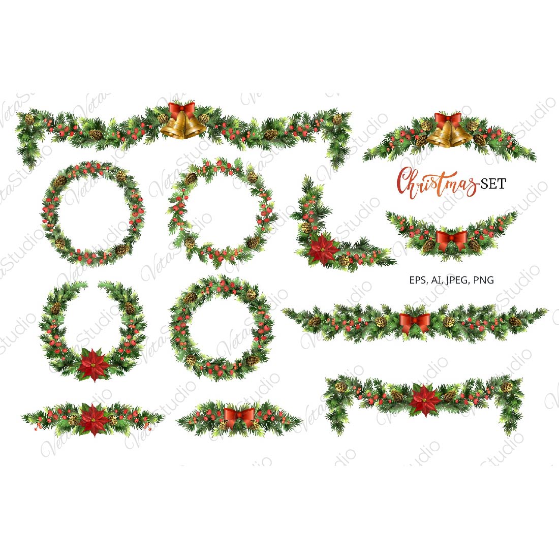 Christmas Garlands Set Design MasterBundles