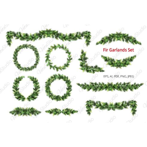 Christmas Spruce, Pine or Fir Garlands Set - main image preview.
