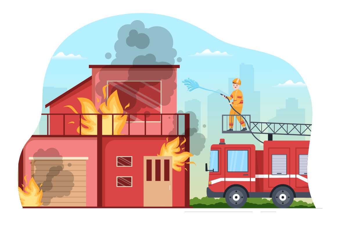 Cartoon Firefighter Design Illustration preview image.