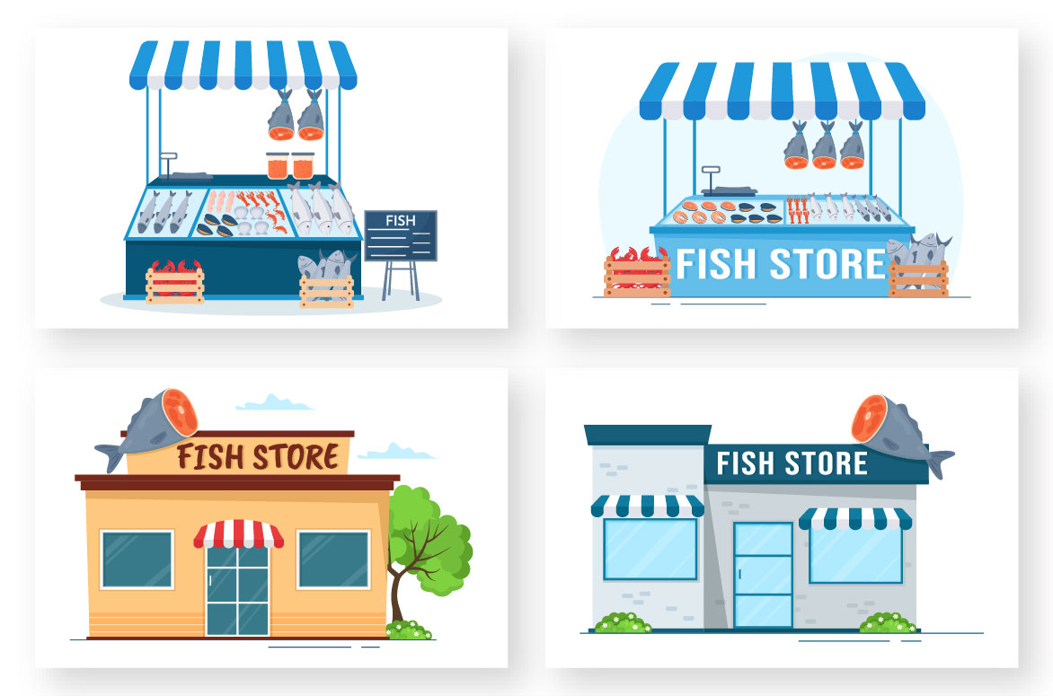 Fish Shop Design Illustration preview image.