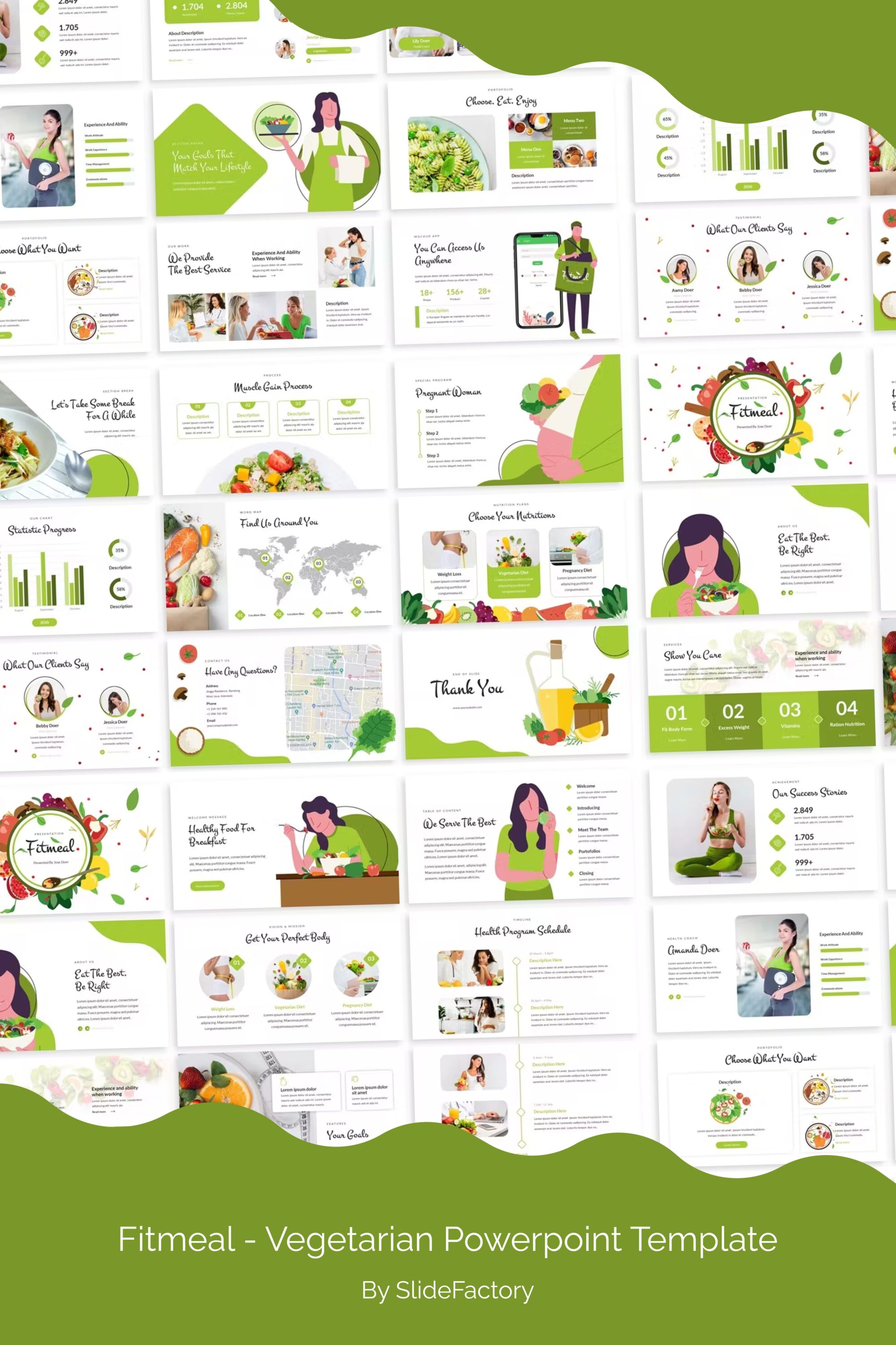 Fitmeal Vegetarian Powerpoint Template - pinterest image preview.