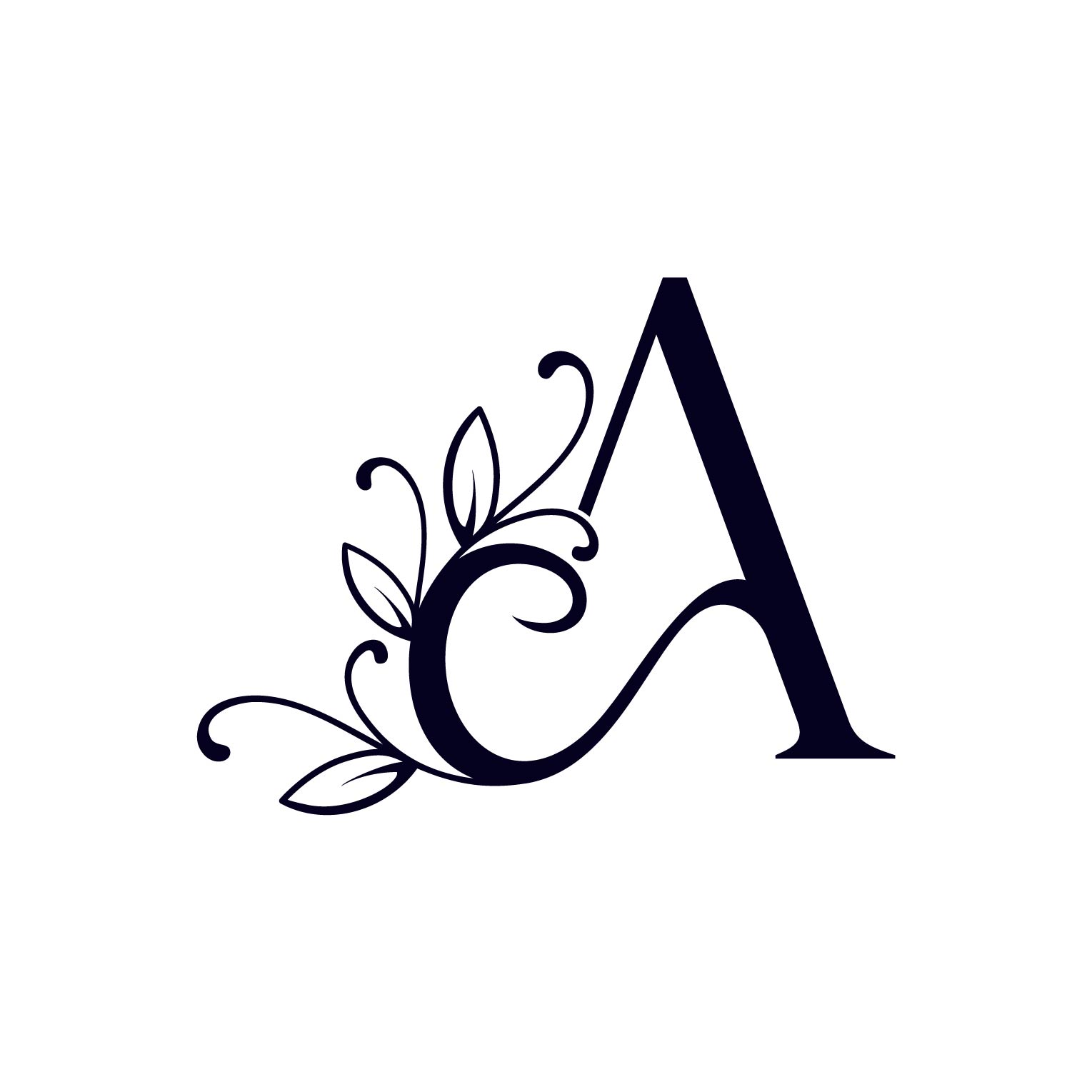 Floral Logo Design Letter A with white background.
