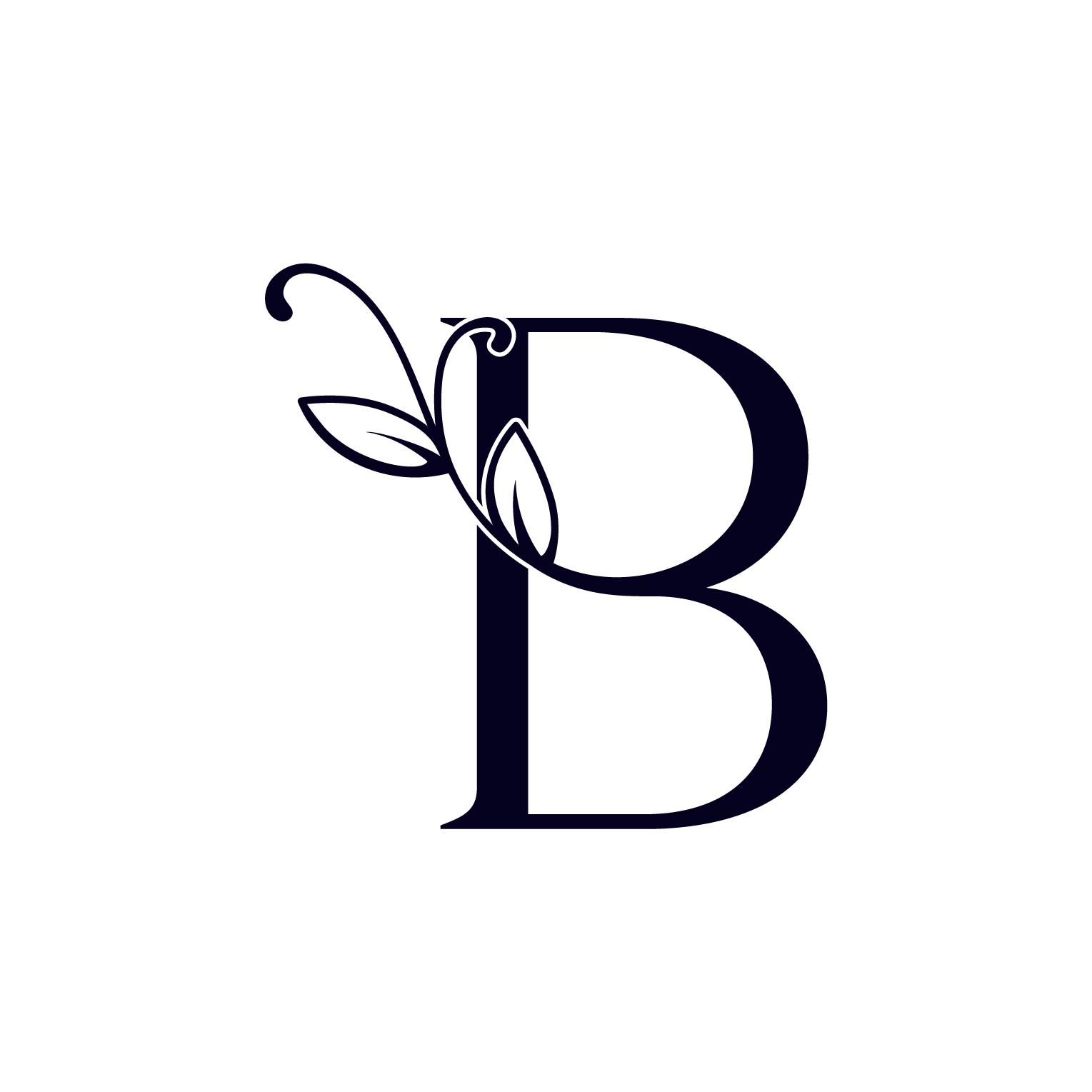 Floral Logo Design Letter B white preview.