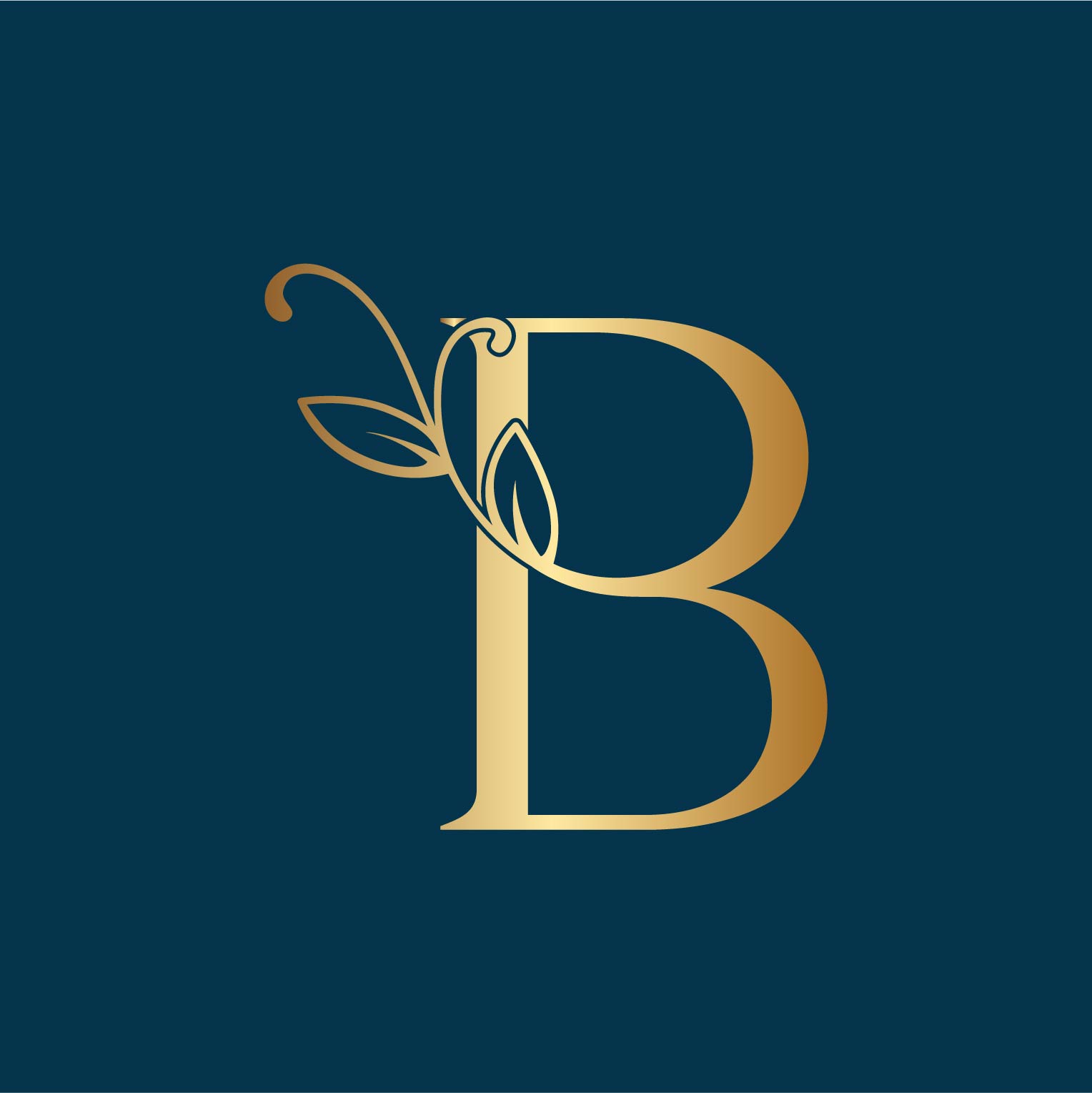 Blue preview for Floral Logo Design Letter B.