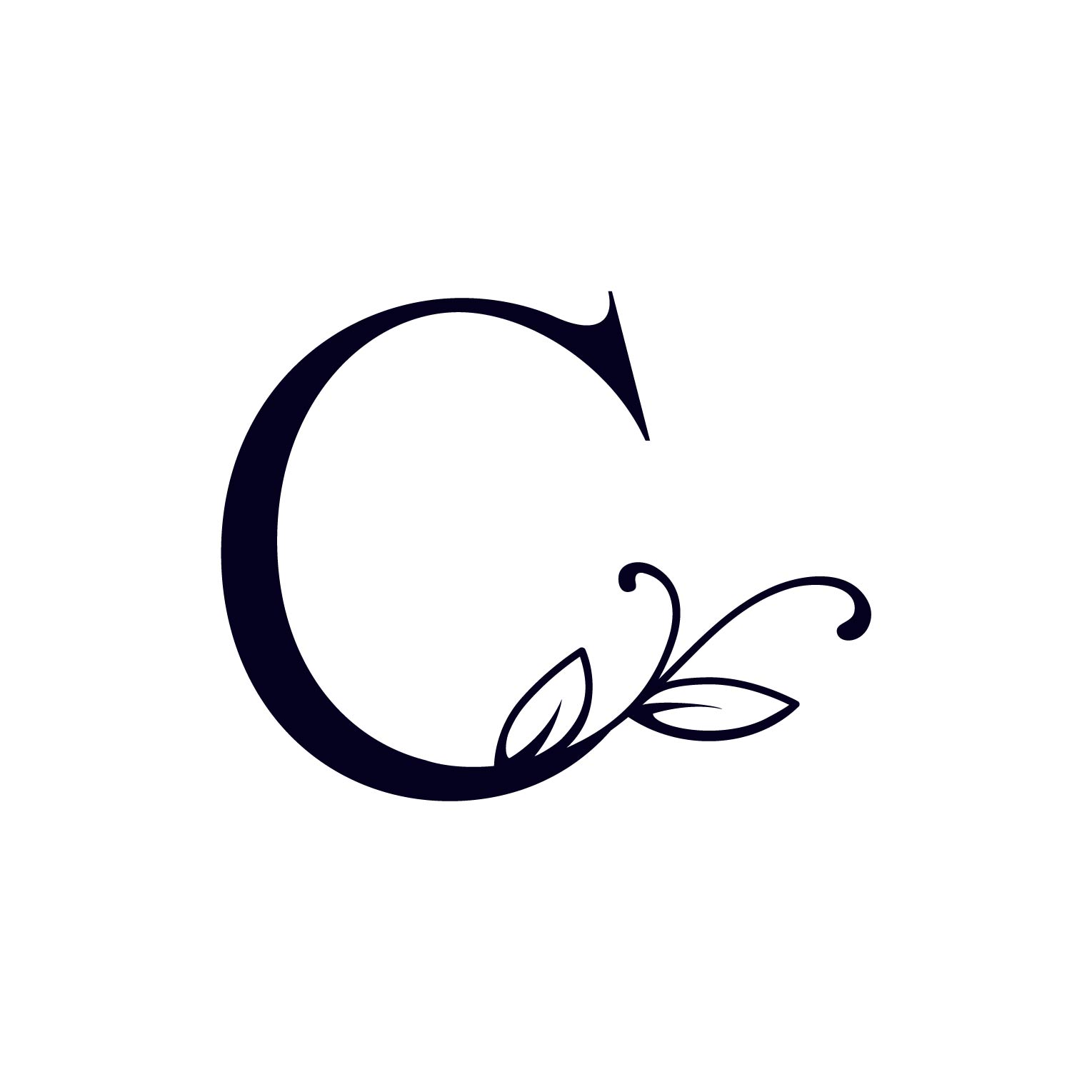 Floral Logo Design Letter C preview with white background.