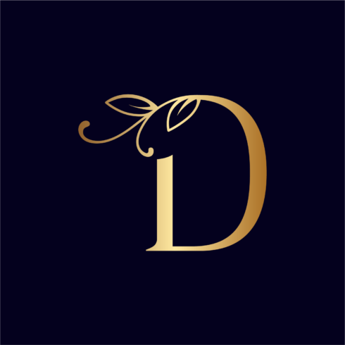 Floral Logo Design Letter D main cover.