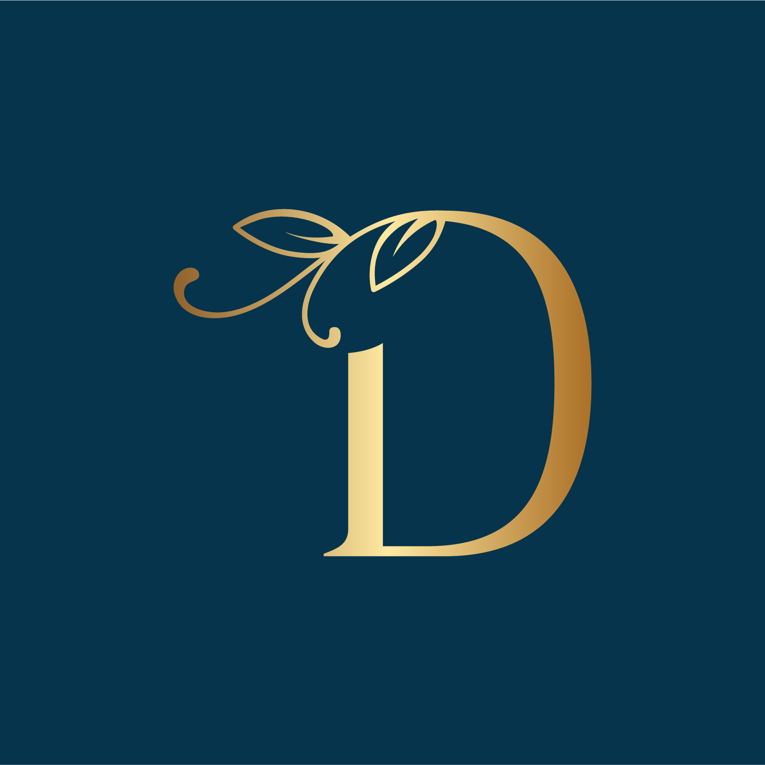 Blue preview for Floral Logo Design Letter D.