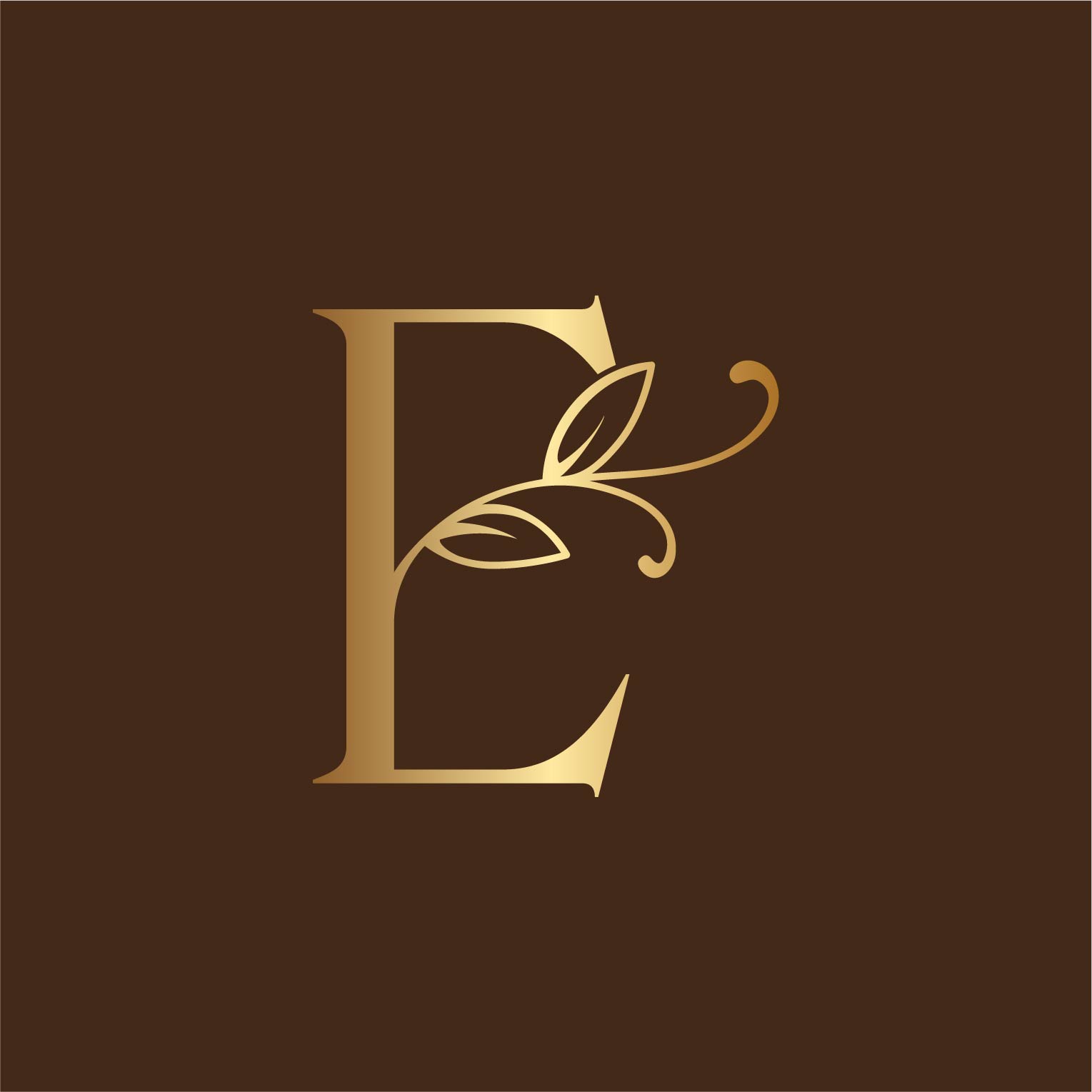 Floral Logo Design Letter E brown preview.