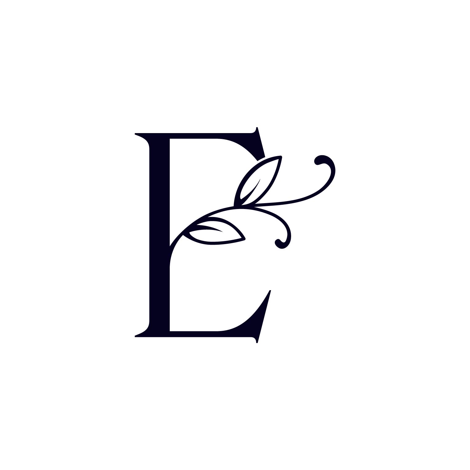 Floral Logo Design Letter E white preview.
