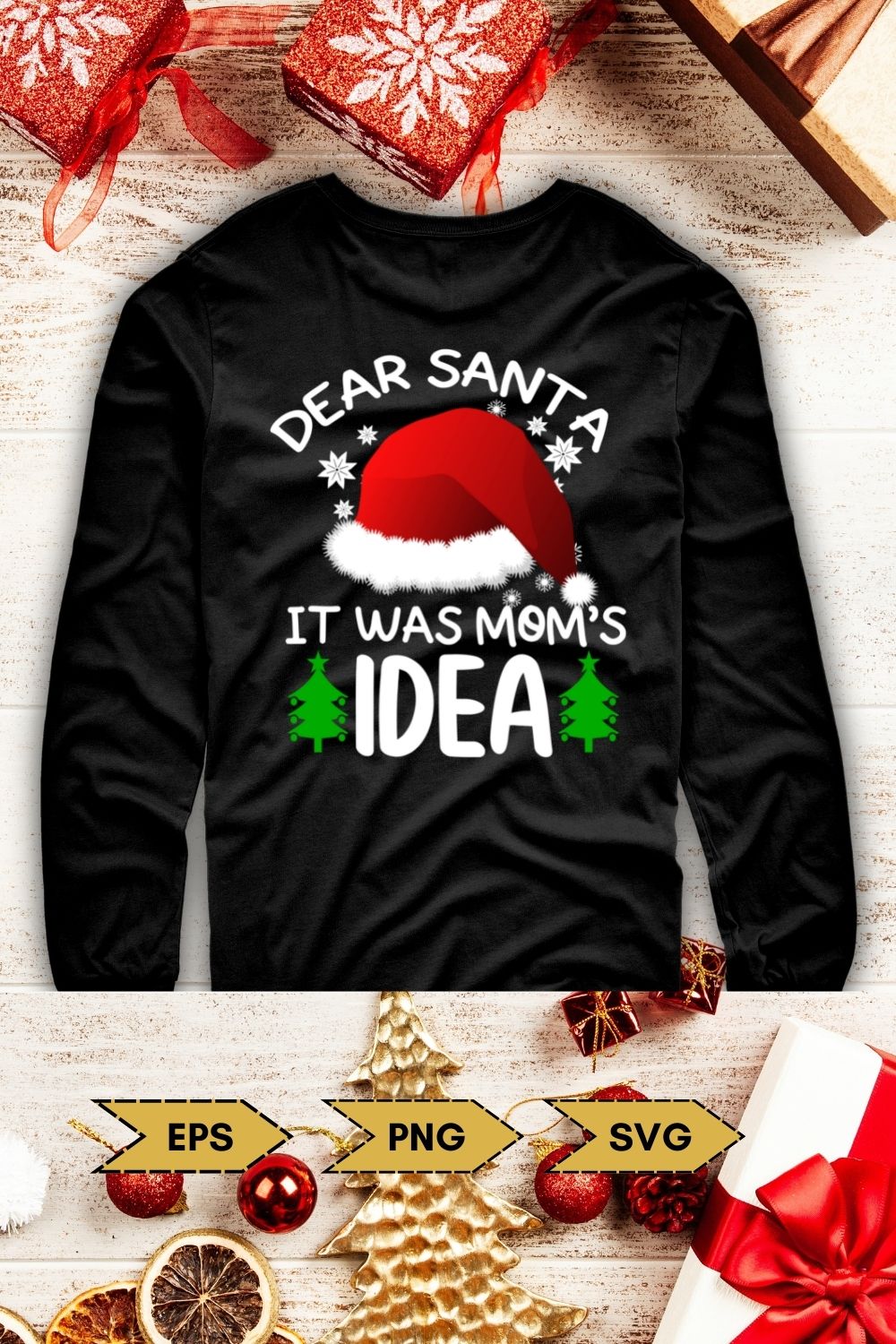 Picture of a black sweatshirt with an adorable Christmas print.