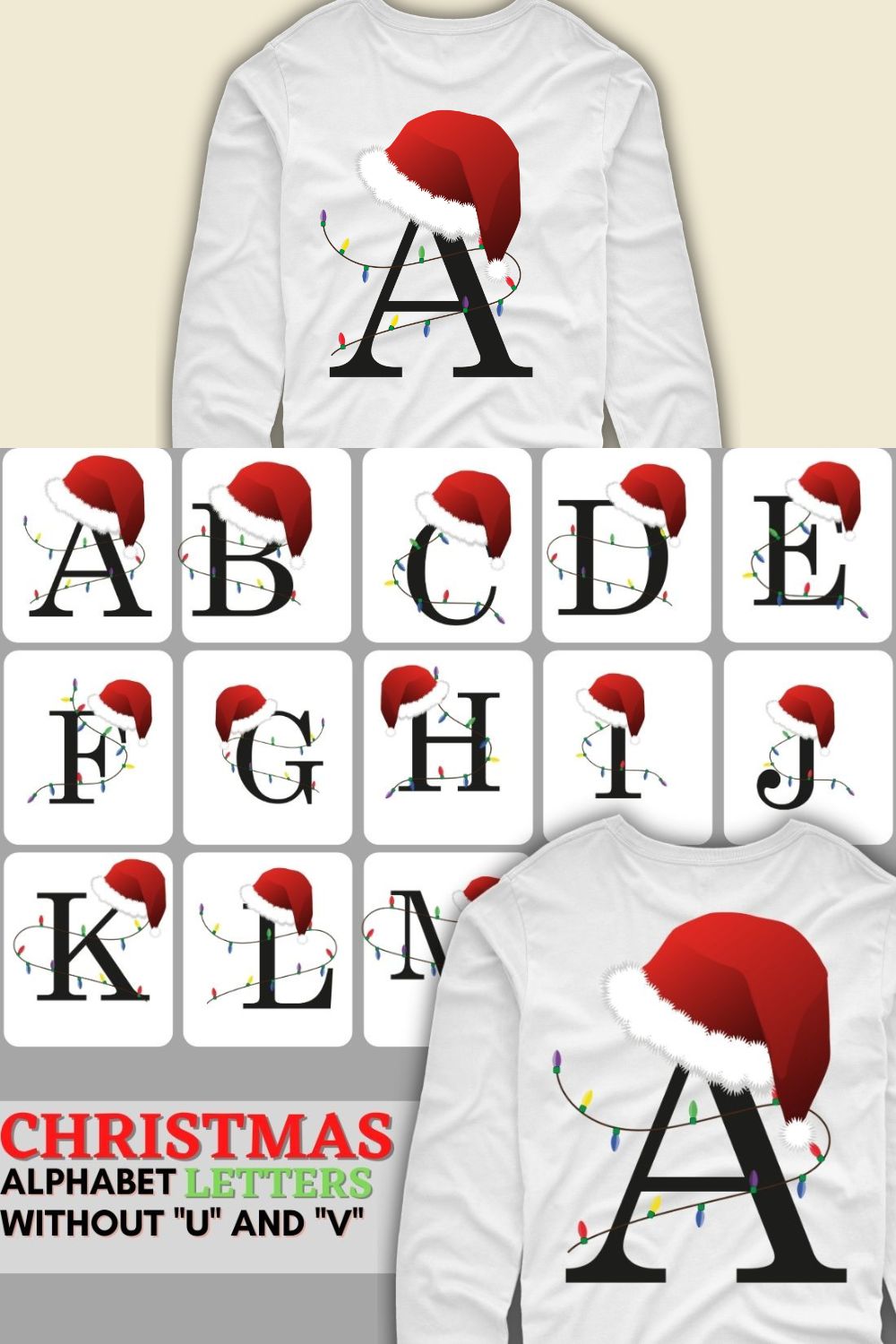 Christmas 2022 Alphabet Letters Lighting Design - pinterest image preview.