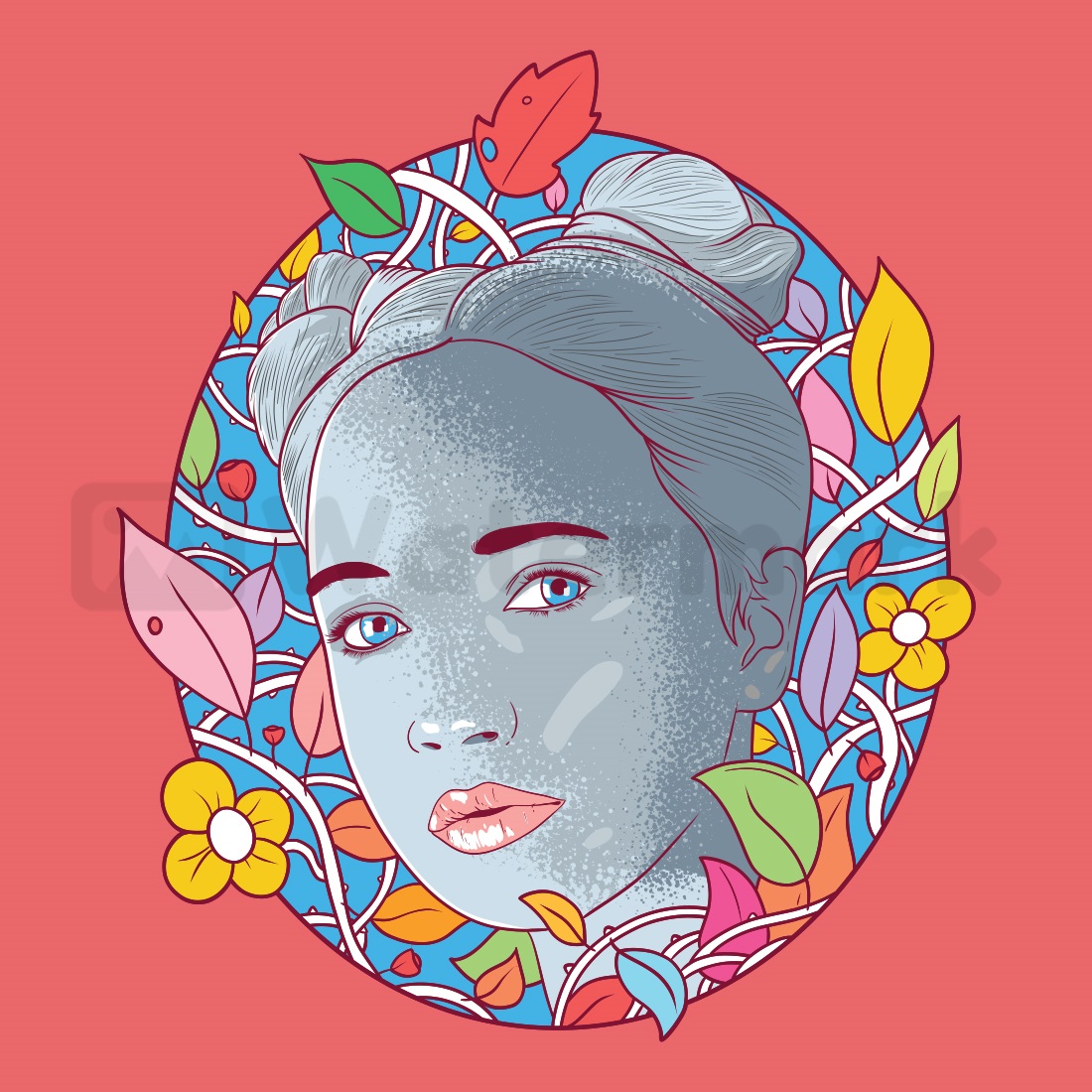 Flower Girl Face Vector Illustration cover image.