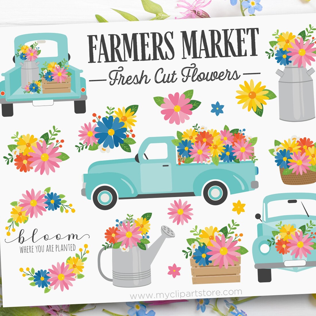 Flower Truck, SVG Clipart cover image.