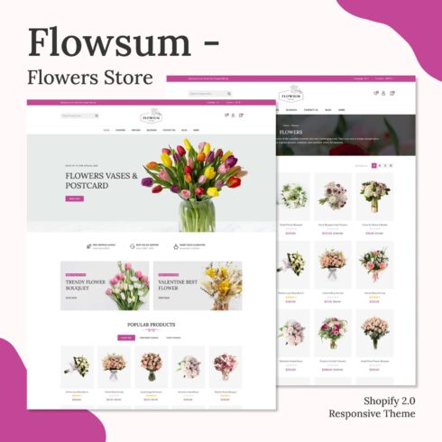 Flowsum - Flowers Store Responsive Shopify 2.0 Theme.