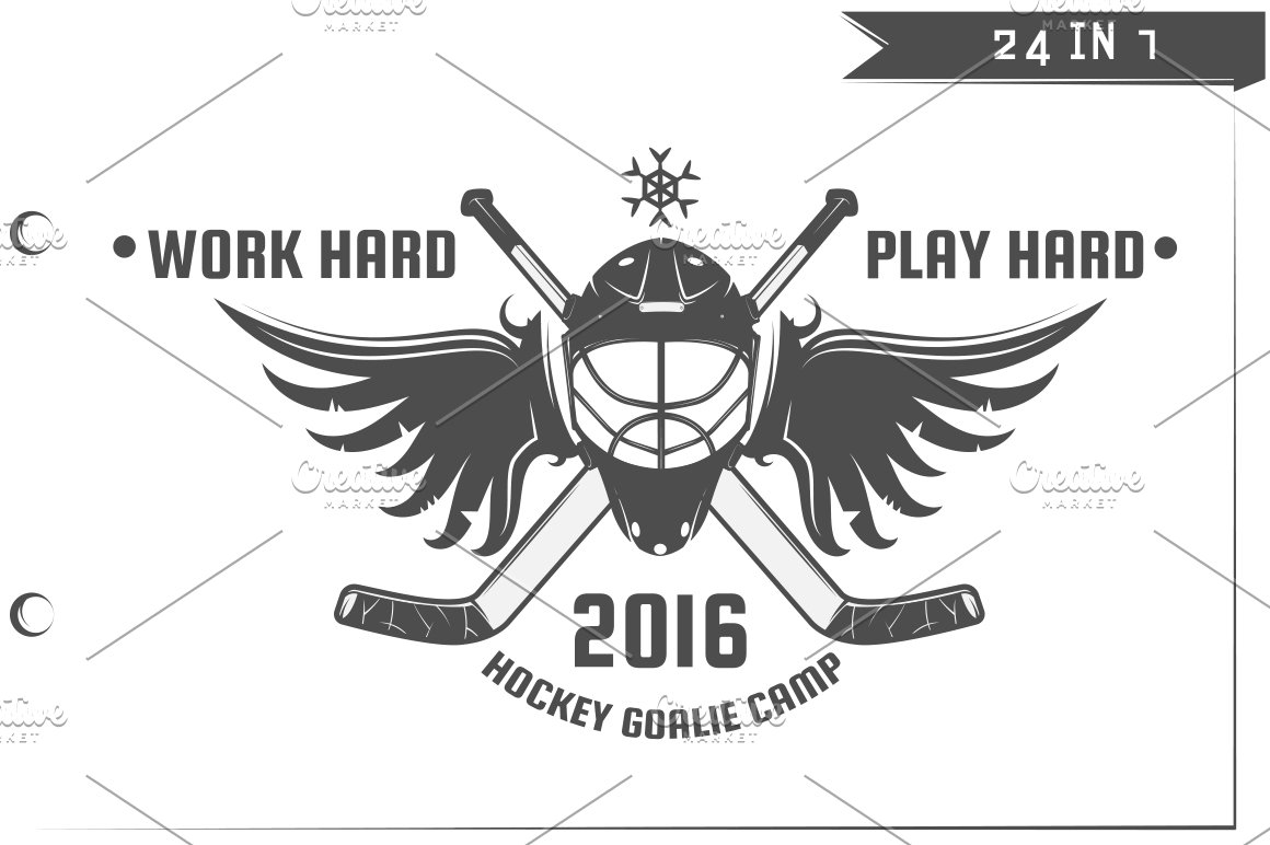 Dark gray hockey emblem with lettering on a white background.