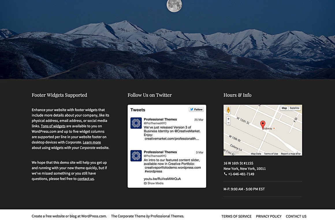 An example of footer of corporate WP theme.