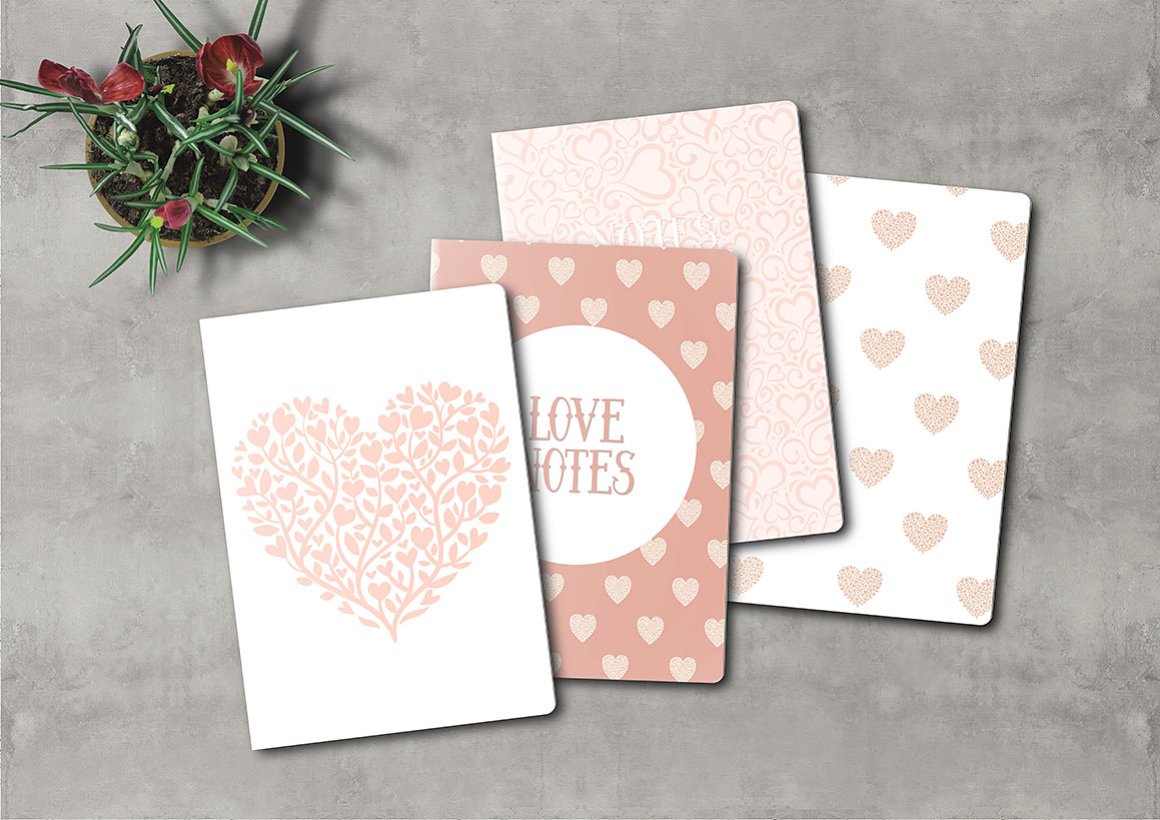 Some Valentine's postcards with the hearts.