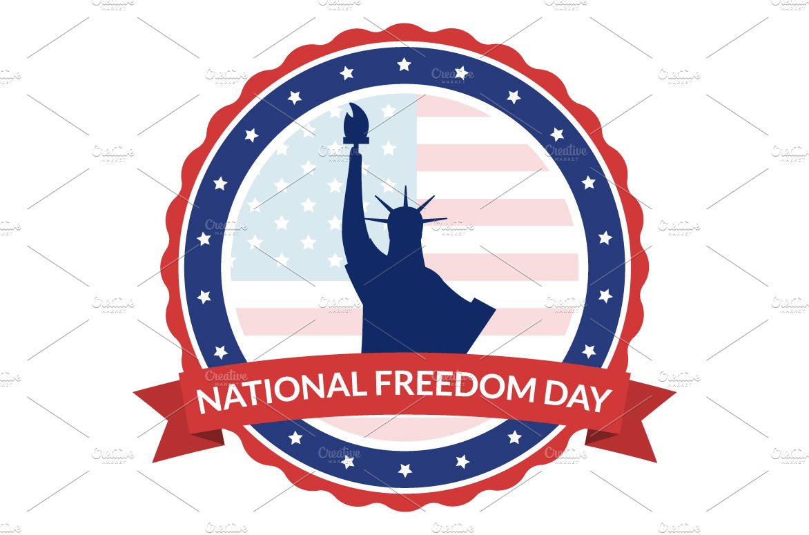 National freedom day illustration with a Liberty statue.