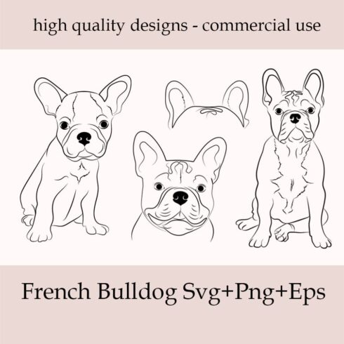 French bulldog svg and png clip art.