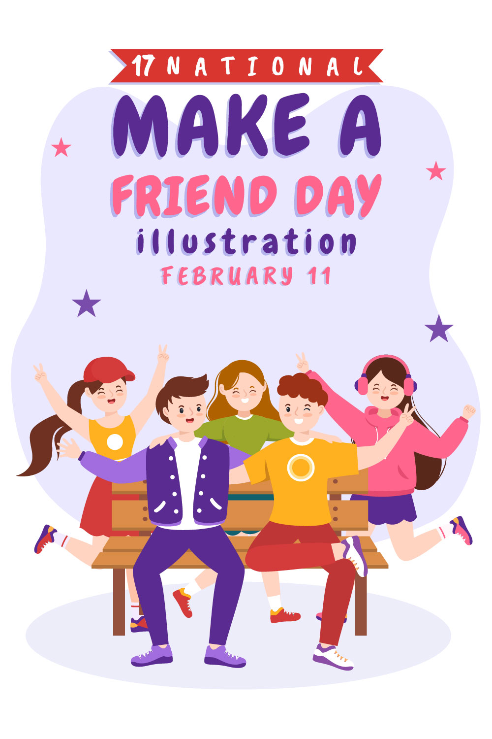 National Make a Friend Day Illustration pinterest image.