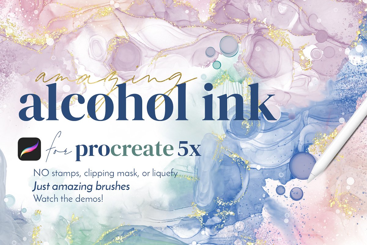 Cover image of Amazing Alcohol Ink for Procreate.