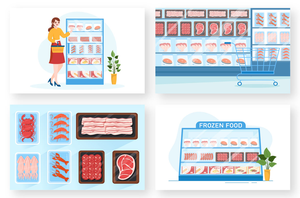 Food Frozen Store Design Illustration preview image.