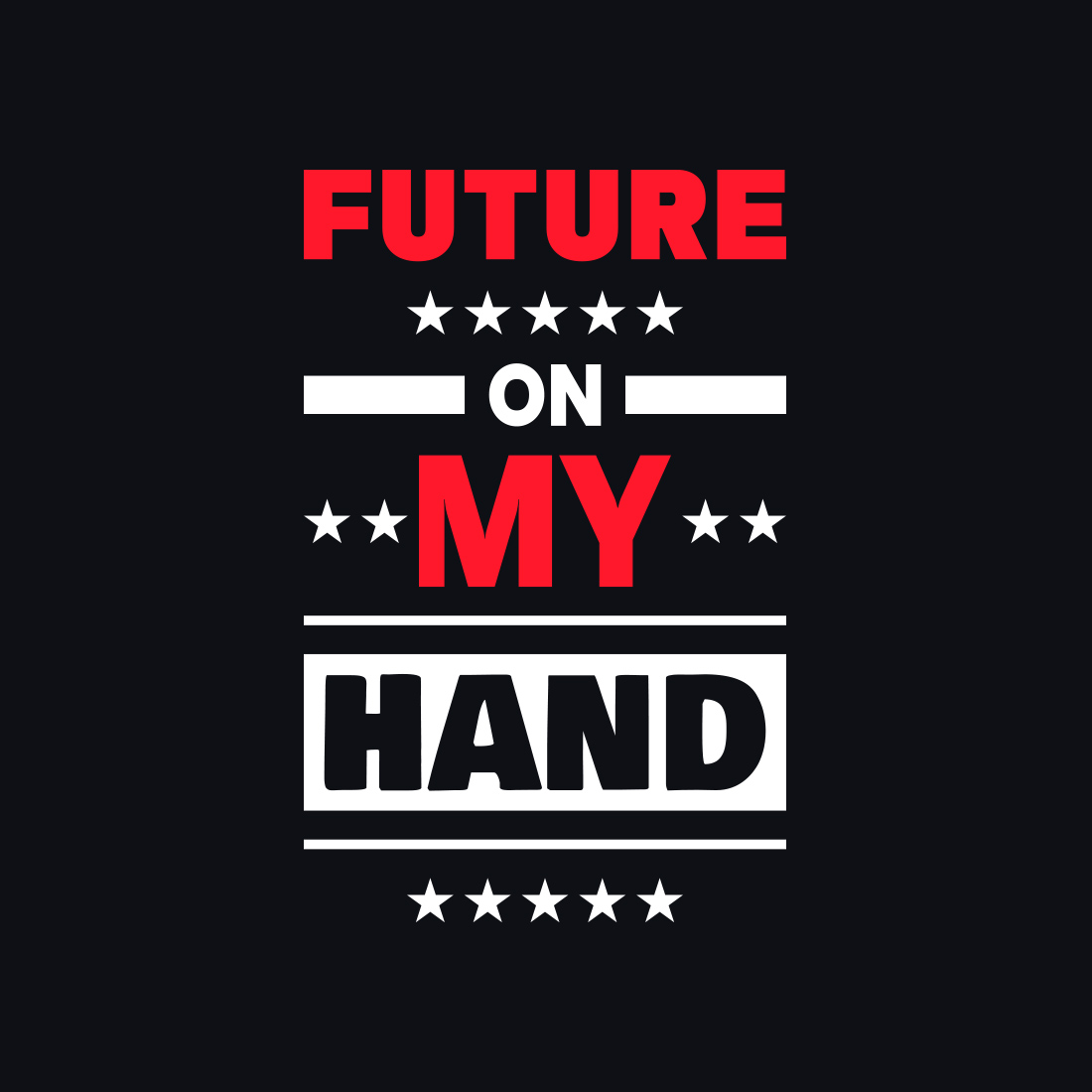 Image with colorful "future on my hand" lettering in red and white colors.