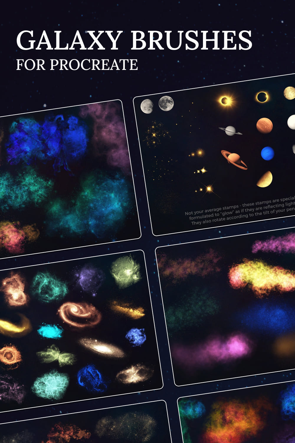 Galaxy Brushes for Procreate - pinterest image preview.