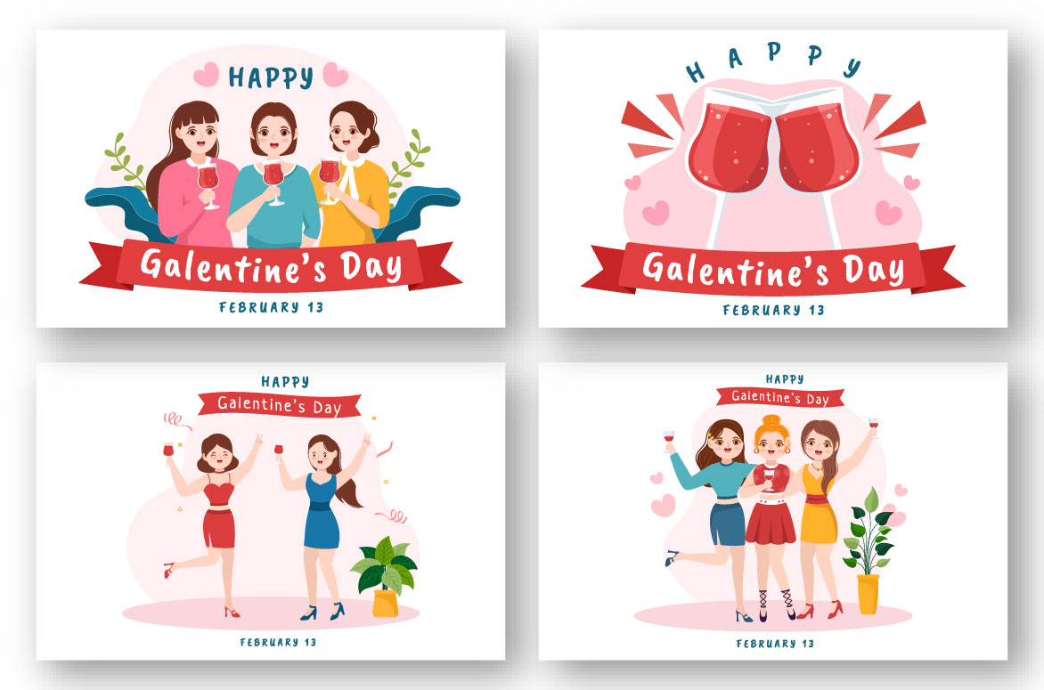 A set of wonderful images on the theme of galentines day.