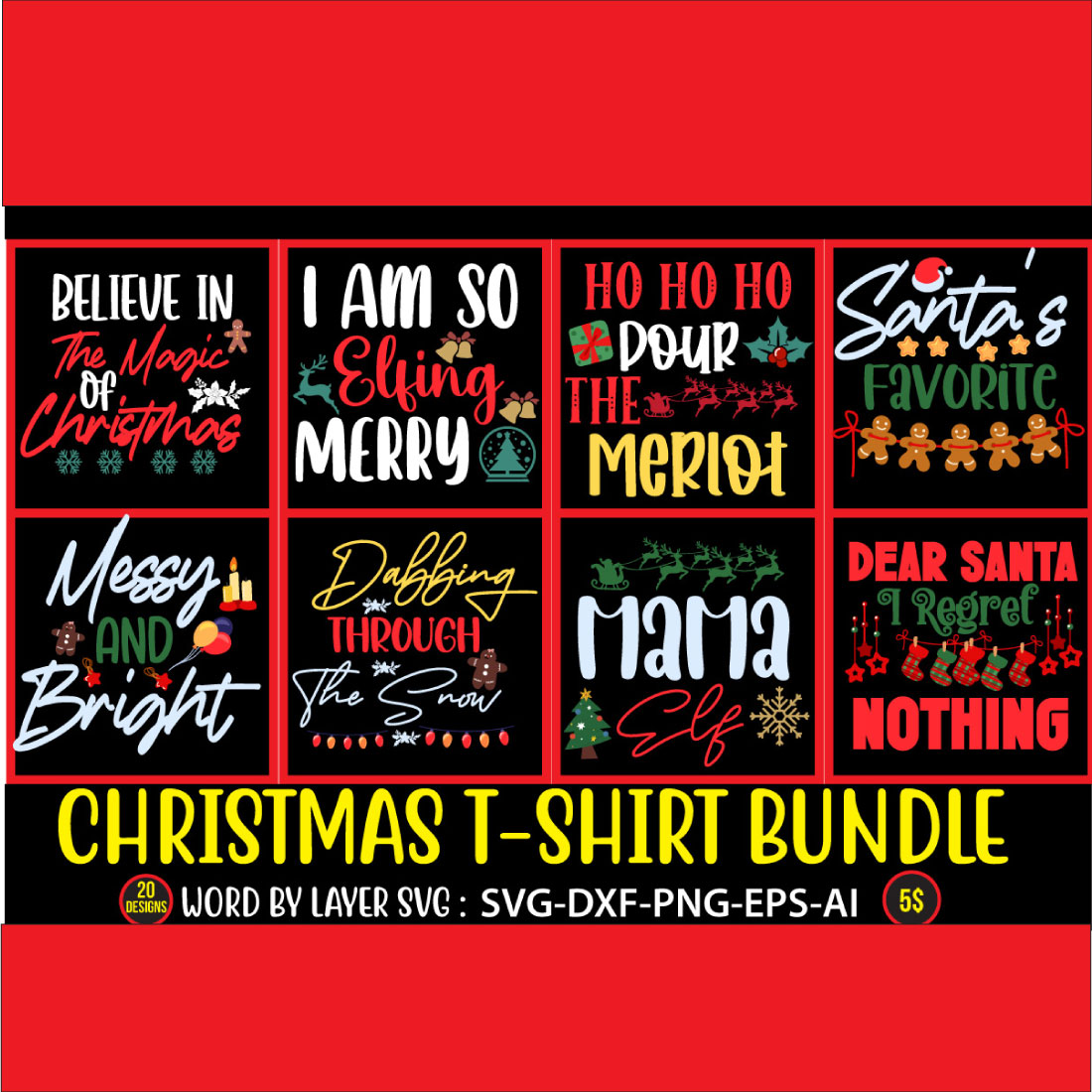 T-shirt Christmas SVG Design cover image.