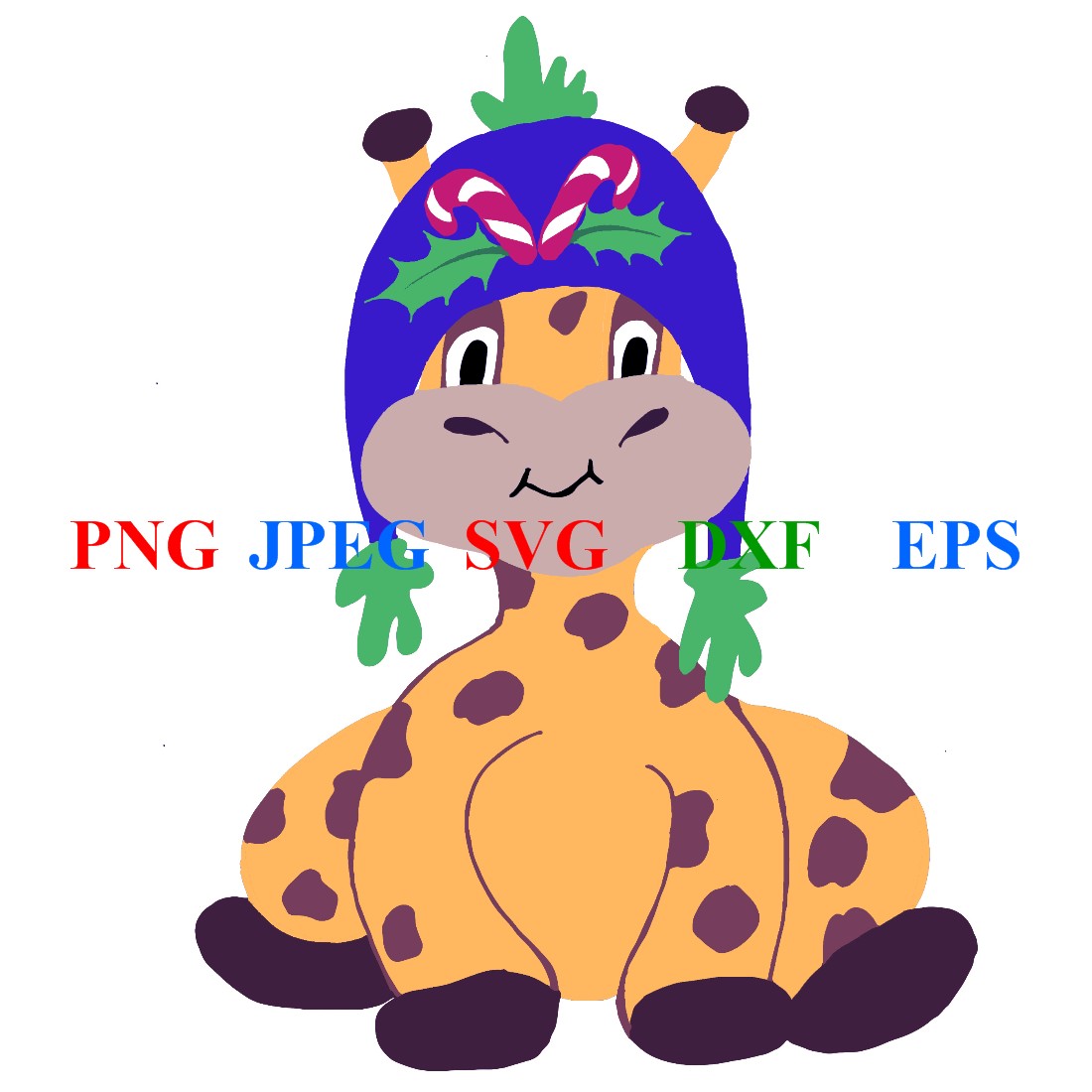 Cartoon Baby Giraffe Sticker Cute and Adorable little Hat - main image preview.