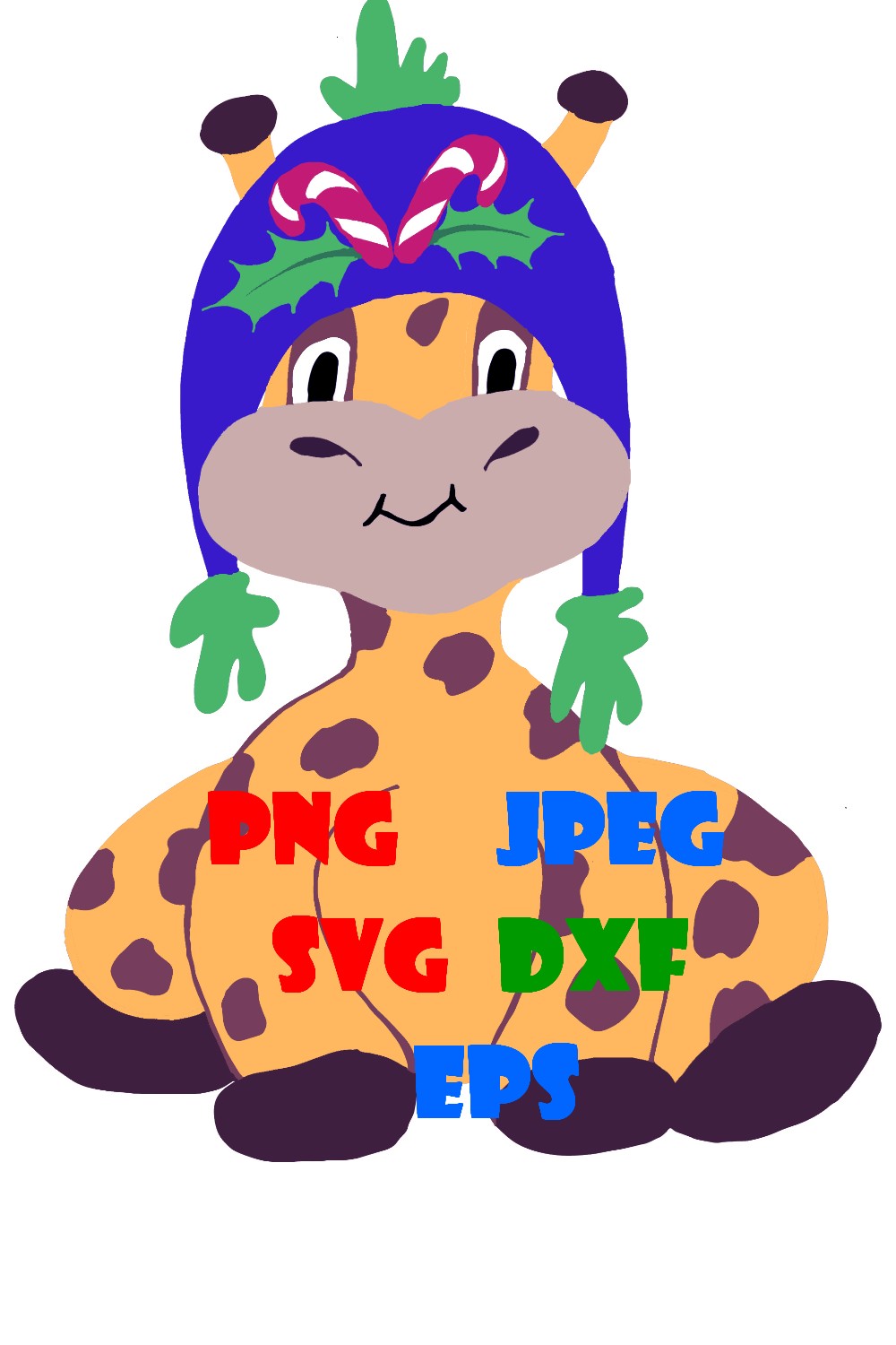Cartoon Baby Giraffe Sticker Cute and Adorable little Hat - pinterest image preview.