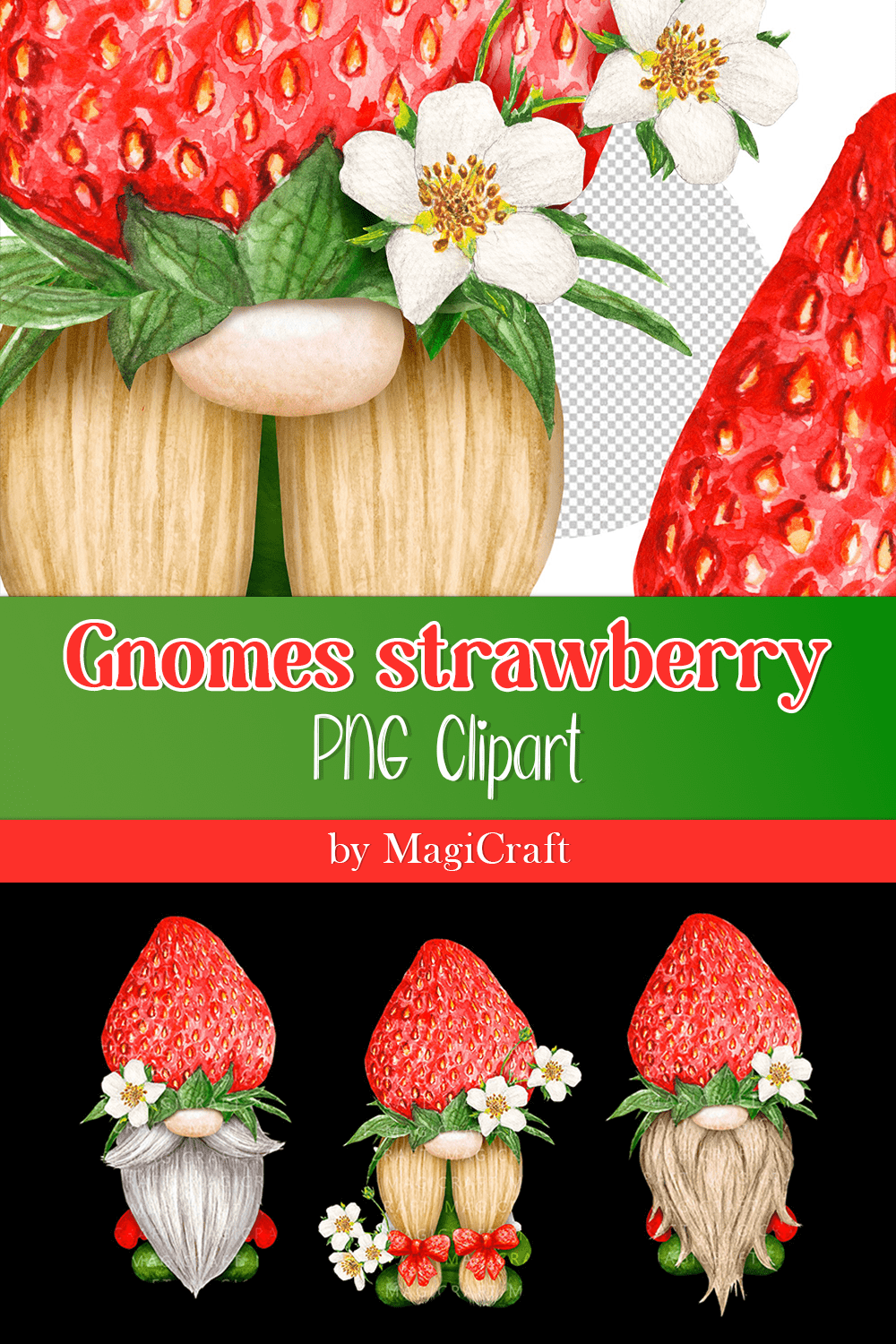 Gnomes Strawberry Png Clipart Watercolor Gonks Strawberry - Pinterest.