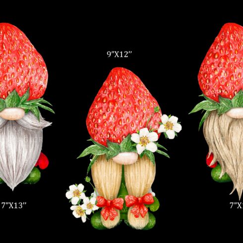 Gnomes Strawberry Png Clipart Watercolor Gonks Strawberry | Master Bundles