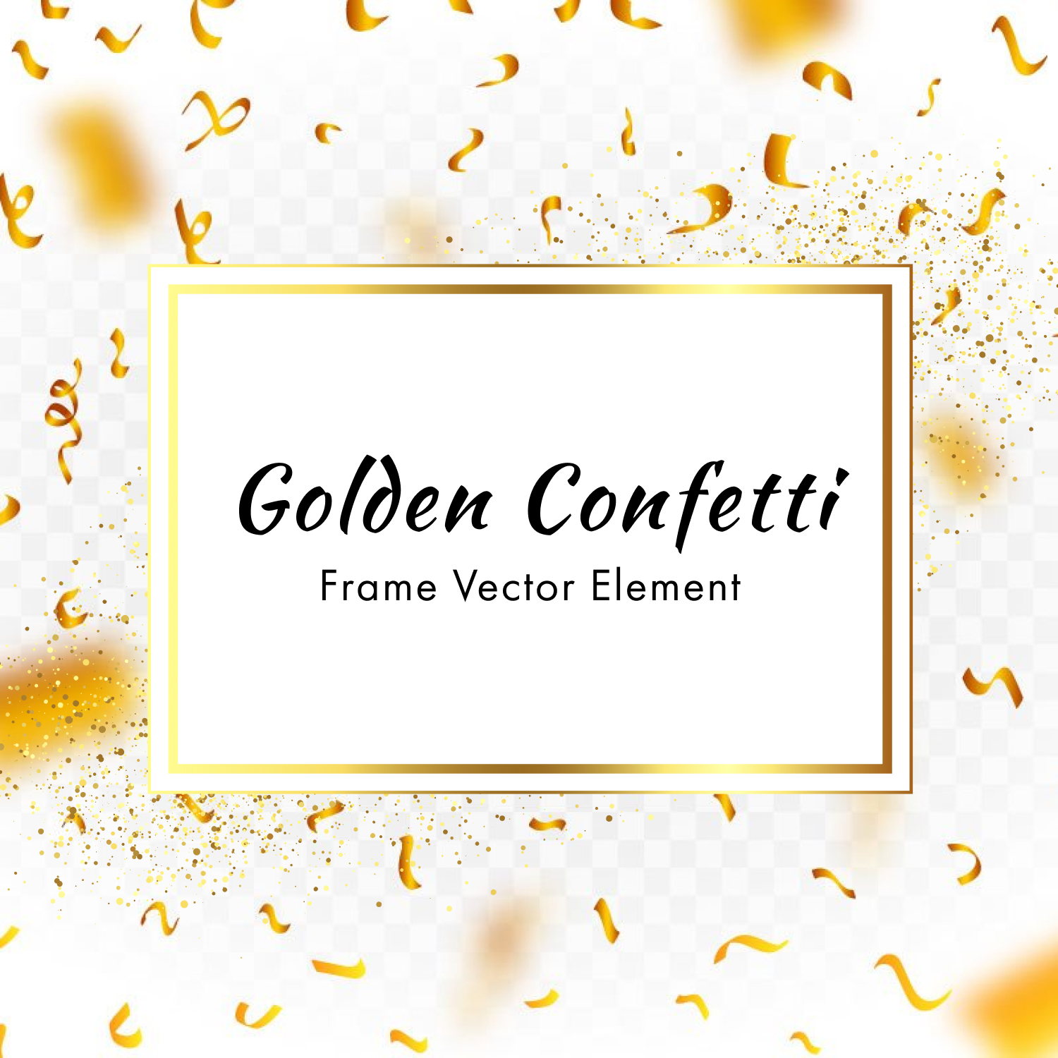 Golden Confetti Frame Vector Element.