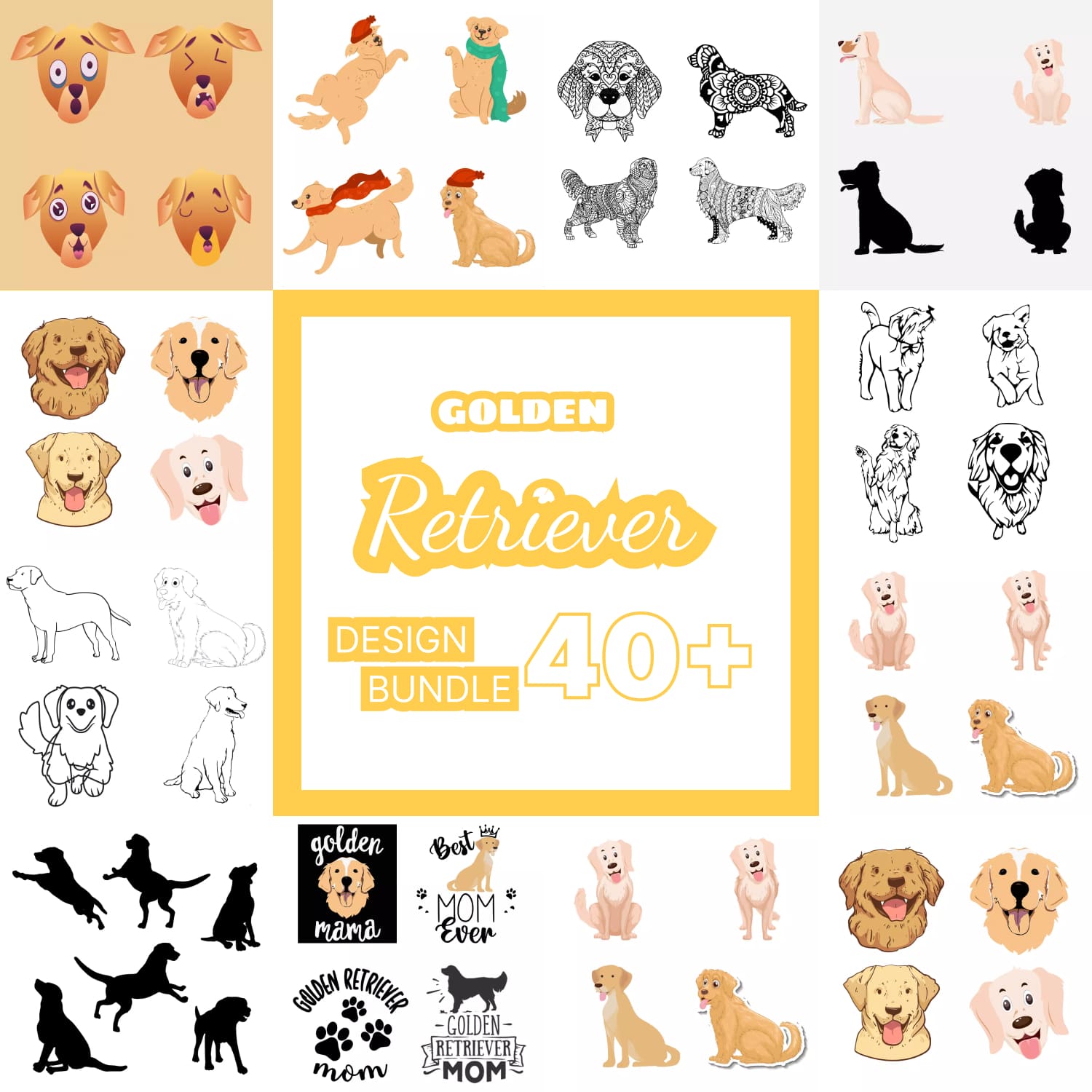 Golden Retriever SVG Designs Bundle - main image preview.