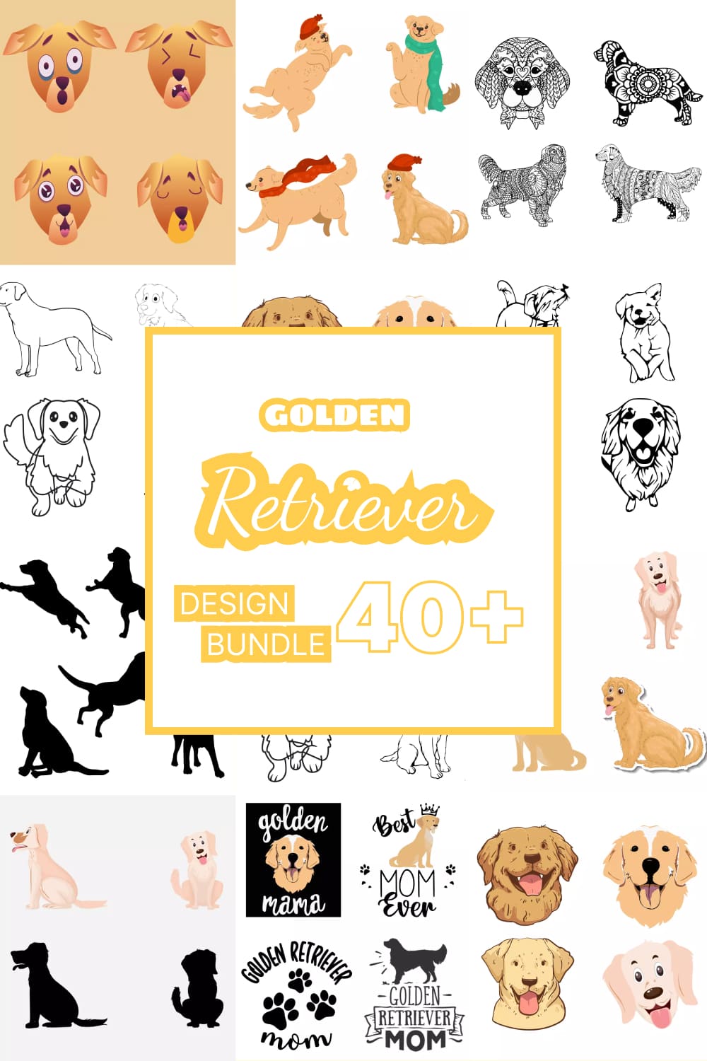 Golden Retriever SVG Designs Bundle - pinterest image preview.