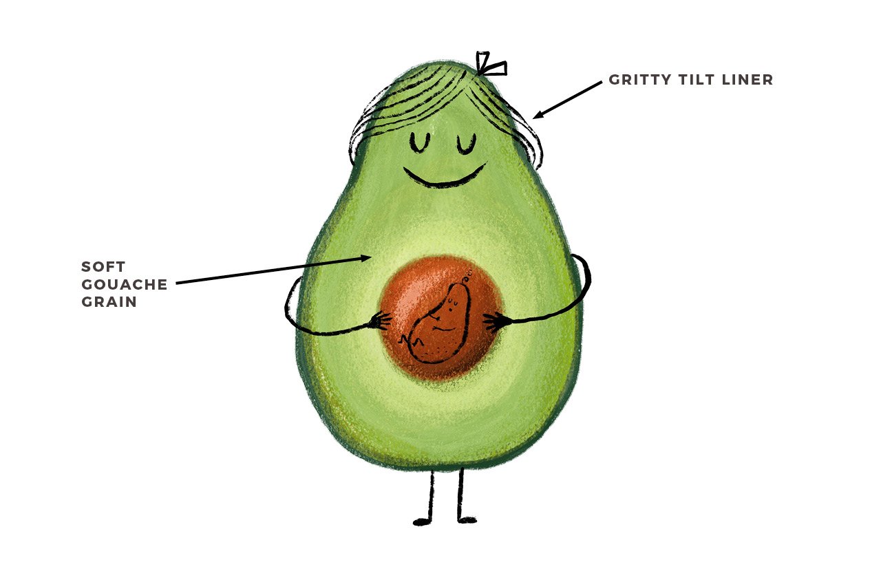 Nice happy avocado illustration.
