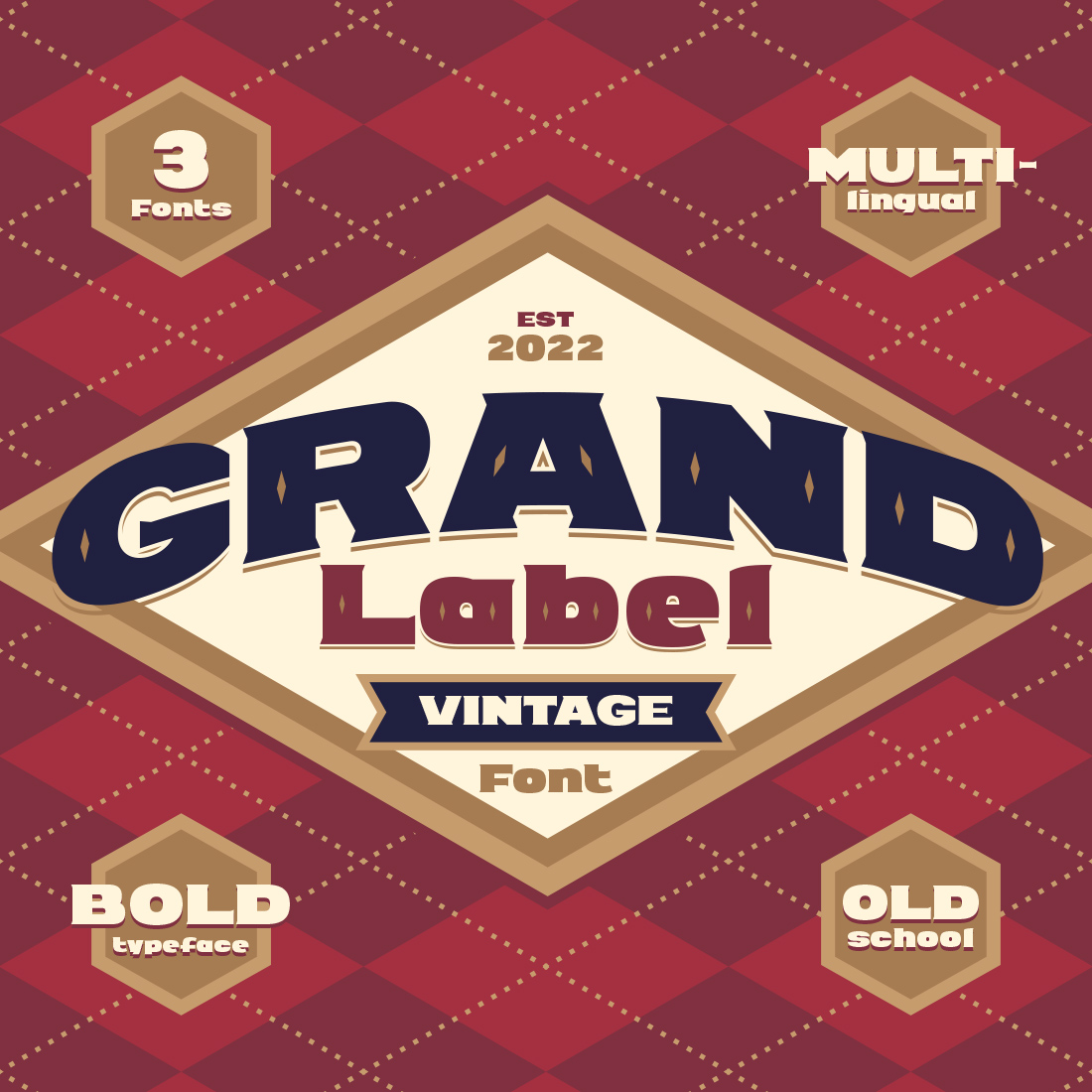 Bold Font Retro Grand Label Design cover image.