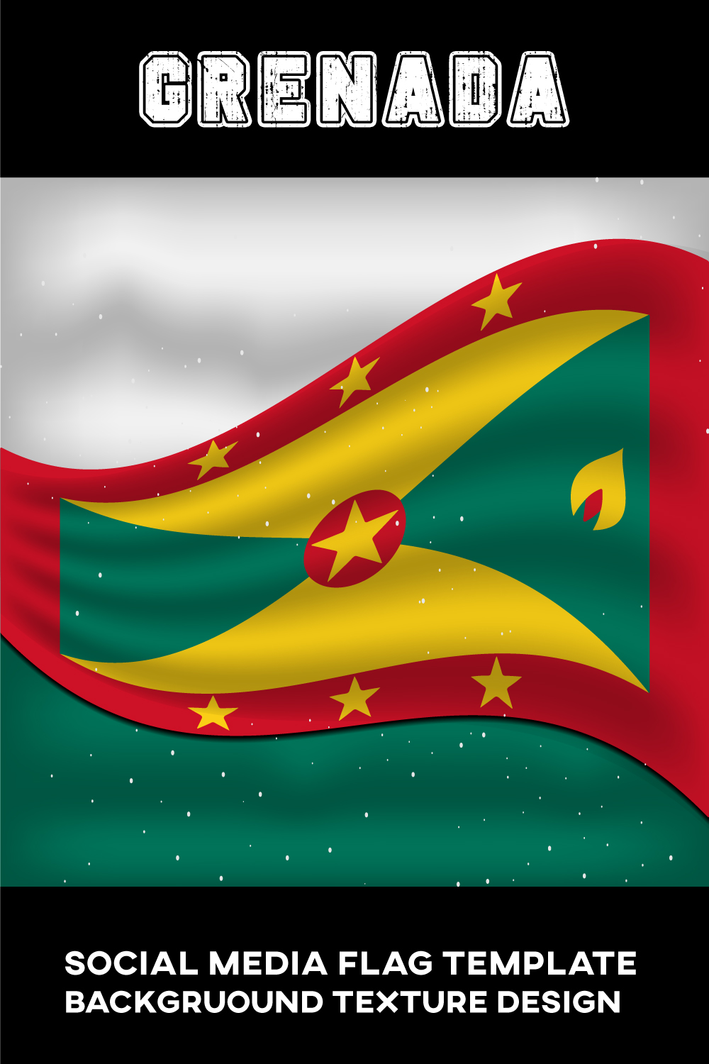 Unique image of the flag of Grenada.
