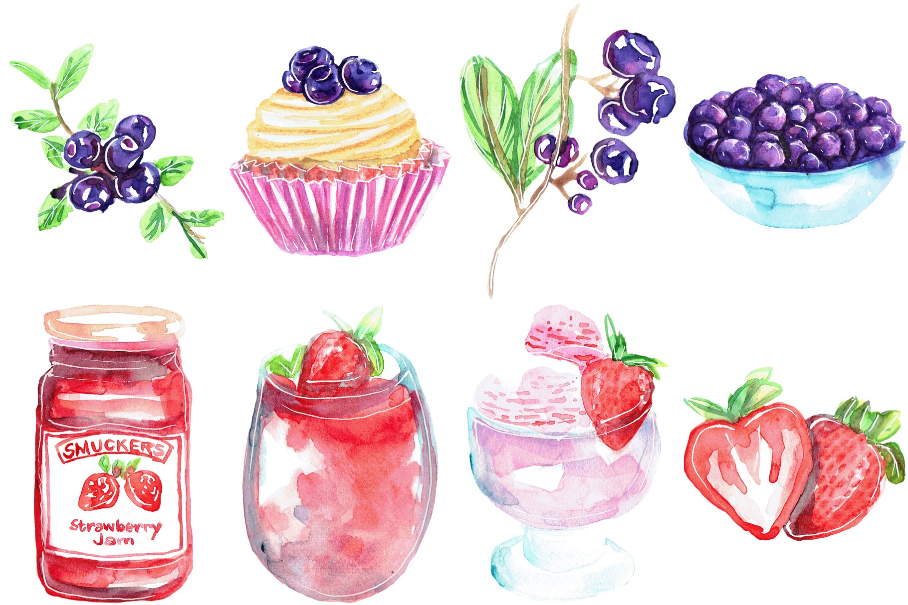 Pretty and tasty watercolor sweets.