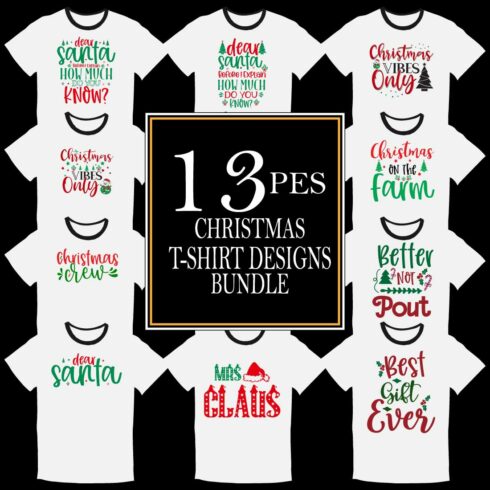 Print Ready Merry Christmas T-shirt Designs cover image.