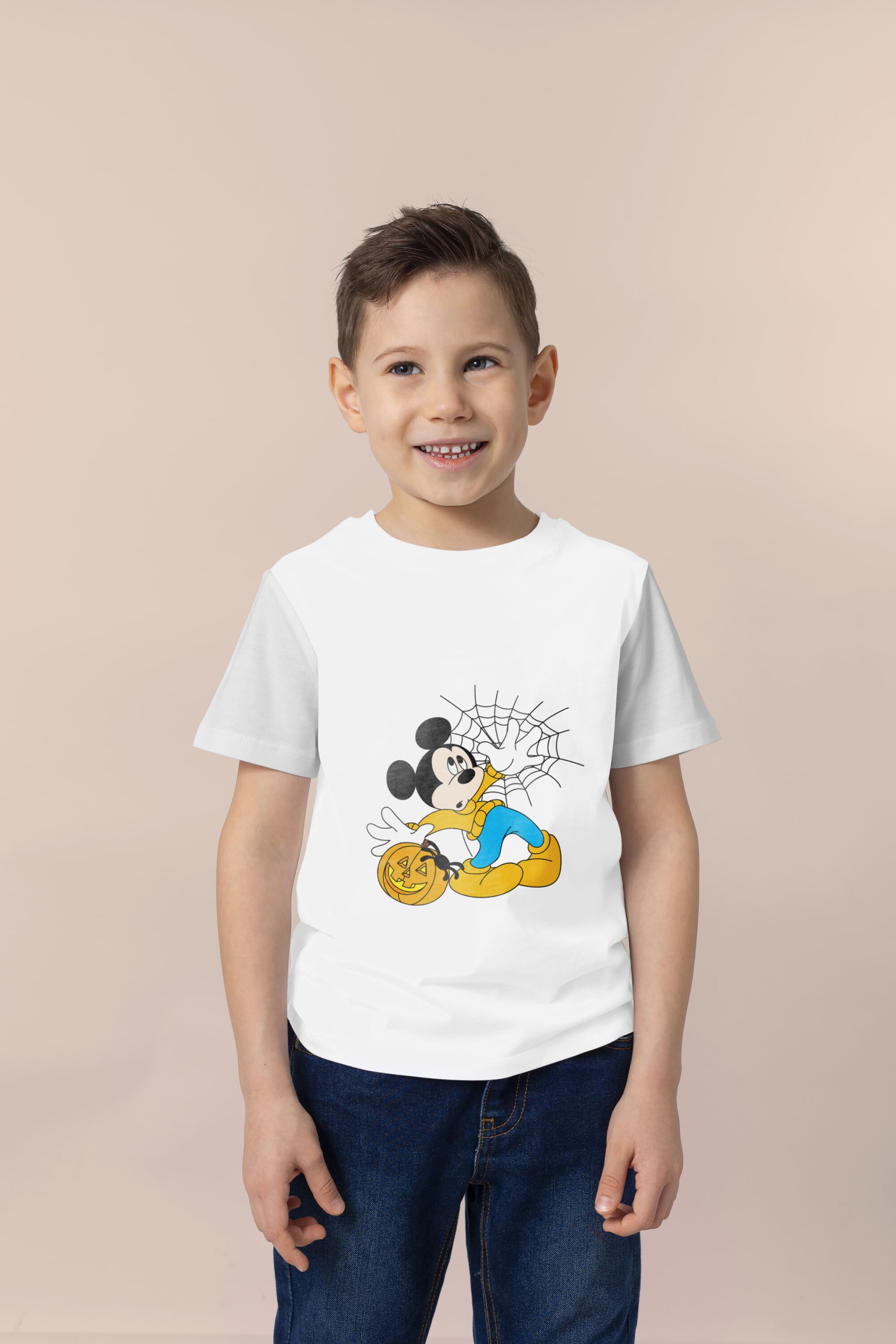 Cute Halloween Mickey Mouse on a white t-shirt.