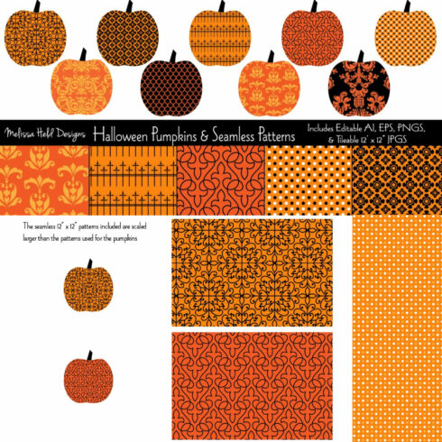 Halloween Pumpkins & Seamless Patterns.