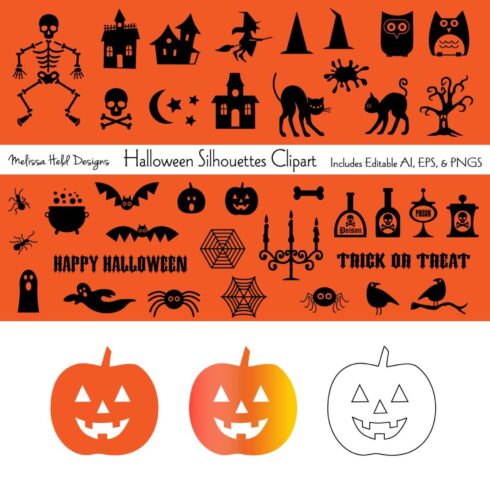 Halloween Silhouettes Clipart.